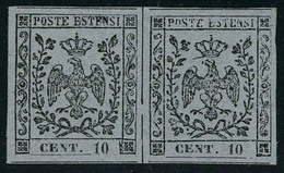 Neuf Avec Charnière N° 4, 10c Gris Violet, Paire Horizontale, Superbe, Signée Fiecchi, Sassone BG 4 : 240€ - Altri & Non Classificati