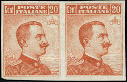 Neuf Avec Charnière N°103. 20c Orange Sans Filigrane, Paire Horizontale Non Dentelée. T.B. (Sassone P 107) - Other & Unclassified