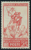 Neuf Sans Charnière N° 683, 25 L Pinocchio, Variété Fond Blanc T.B. Sassoen 746a - Sonstige & Ohne Zuordnung