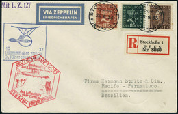 Lettre Zeppelin 3è SAF 1933, LR De Stockholm 26.6.33, Cachet Illustré Berlin-Friedrichshafen, Au Verso Càd De Transit Be - Altri & Non Classificati