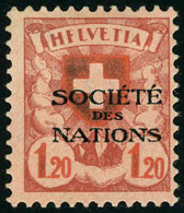 Neuf Avec Charnière N° 58a, 1,20 Société Des Nations, Variété HFLVETIA, Cl, TB, Rare, Signé + Certificat Weid - Autres & Non Classés