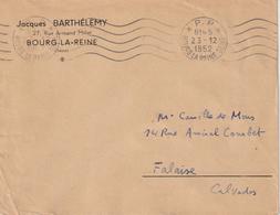 Lettre 1952 De Bourg La Reine Pour Falaise Oblitération RBV PP - 1921-1960: Modern Tijdperk