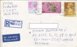 QUEEN ELISABETH II, YEAR OF THE SNAKE, STAMPS ON REGISTERED COVER, 1992, HONG KONG - Lettres & Documents