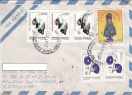 DIVINE CHILD, FLOWERS, STAMPS ON COVER, 1991, ARGENTINA - Storia Postale