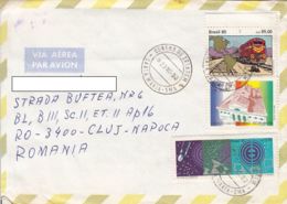 TELECOMMUNICATIONS, TRAIN, FUNDATION, STAMPS ON COVER, 1990, BRAZIL - Storia Postale