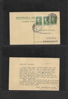 Albania. 1927 (27 Jan) Tirane - Belgium, Ghent 5q Green Stat Card + 2 Adtls Cds. Better Usage. - Albania