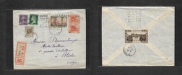 Algeria. 1927 (5 Sept)  Vialap - Blida. PERFIN Stamp Comercial Usage Ovptd Issue + Mixed. Registered Multifkd Envelope.  - Algeria (1962-...)