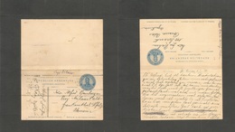 Argentina - Stationery. 1914 (3 Feb) Buenos Aires - Germany, Heilanstadt. 5c Blue Doble Stat Card, Rolling Cachet, Used  - Other & Unclassified