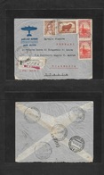 Argentina - Xx. 1936 (23 March) Rosario 13 - Italy, Viareggio (5 Apr) Registered Multifkd Env. Reverse Transited. VF. - Other & Unclassified