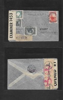 Argentina - Xx. 1943 (1 Feb) Rivera, Buenos Aires - Czechoslovakia, Prague (6 June 43) Registered Multifkd Envelope Via  - Other & Unclassified