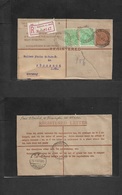 Australia. 1923 (29 Oct) Melbourne, Elisabeth St. - Germany, Possneck (3 Dec) Registered Multifkd 5d Brown Stat Env, Cds - Other & Unclassified
