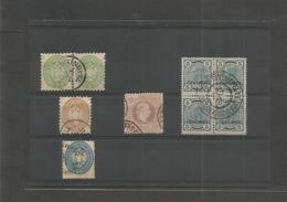 Austrian Levant. 1870s-90s. 5 Diff Used Stamps, Tied 50 Sld, Diff Perfs + Block Of Four. - Other & Unclassified