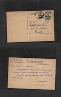 Belgium. 1917 (9 Oct) German Occup. Dour - Bruxelles. Germaia Ovptd Stat Card + Adtl + Mil Censor. Fine. - Sonstige & Ohne Zuordnung