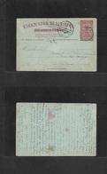 Belgian Congo. 1912 (24 Oct) Mjumba Tangu, Riverboat - Malinas, Belgium (24 Nov) 10c Red Lilac / Bluish Stat Card. Via K - Other & Unclassified