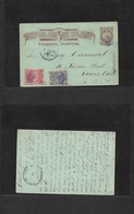 Bolivia. 1893 (16 March) Cochabamba - USA, NYC. 1c Brown + 2 Adtls Stat Card. 10 Stars / Stamps 9 Stars. Fine. Via Lima  - Bolivia