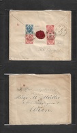 Bosnia. 1889 (30 Oct) Sarajevo - Wien, Austria (1 Nov) Reverse Multifkd Env 5b (x3) Reddish + 10b Blue, Both Plate 1, Ti - Bosnia Herzegovina