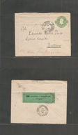 Brazil -Stationary. 1892 (16 Jan) Joinville - Desterro (12 Jan) 100rs Green Late D. Pedro Embossed Stat Env + Reverse Un - Other & Unclassified