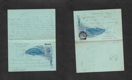 Brazil -Stationary. 1897 (27 Dec) SP - Belgium, Bruxelles (22-1-98) 80rs Star Issue Doble Stat Card, Used Way Out. VF. - Other & Unclassified