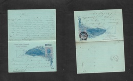 Brazil -Stationary. 1897 (27 Dec) SP - Belgium, Bruxelles (22-1-98) 80rs Star Issue Doble Stat Card, Used Way Out. VF. - Andere & Zonder Classificatie