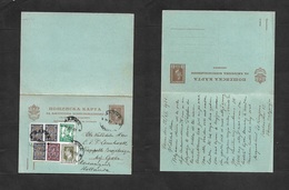 Bulgaria. 1931 (22 Dec) Varna - Netherlands, Kapelle. 1l Brown Doble Stat Card + 6 Adtls Used On Way Out. VF. - Other & Unclassified