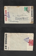 Burma. 1941 (10 Nov) Myanmar - USA. Nashville, Toun (14 Nov) Multifkd Env, Doble Censored, British + South African Label - Burma (...-1947)