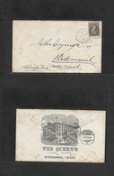 Canada. 1890 (Oct 119) Winnipeg, Man. - Switzerland, Wadensweil (4 Nov) Hotel Reverse Illustrated Fkd 5c Grey Small Gree - Other & Unclassified