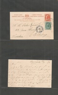 Canada. 1898 (21 Apr) Victoria, Vanc, UC - Sweden, Gotteborg (10 May) 2c Red Vermilion Stat QV Card + 1c Adtl, Cds. VF U - Other & Unclassified