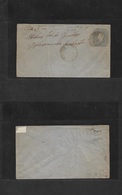 Chile - Stationery. C. 1874. Talca - Santiago. Early 5c Grey On Bluish Paper, No Lines 79x142mm "cancelled" Grill Cds +  - Chile