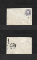 Chile - Stationery. 1885 (Sept) San Juan - Talca. Via Osorno (22 Sept) 1878 5c Lilac Stat Env Wmk Crossed Lines Paper At - Chili