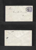 Chile - Stationery. 1887. Curico Local Sat Env 5c Lilac, 136x78mm, Watermark Lines Paper At 60/240º. Fine And Scarce. - Chile