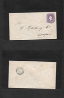 Chile - Stationery. 1894 (22 Oct) Achao - Concepcion (4 Nov) 5c Lilac Stat Env, 138x78mm, On Single Wmk Lines At 330º. S - Cile