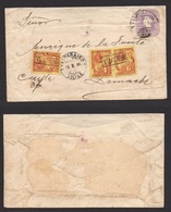 Chile - Stationery. 1895 (13 Oct) Valparaiso - Limache. 5c Lilac Embossed Stat Envelope (92x157 Mm), Mns Charge "30" + C - Chile