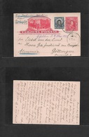 Chile - Stationery. 1921 (4 April) Corral - Germany, Gottingen 2c Red Stat Card, Adtl. Via Los Andes - Buenos Aires. Vap - Chile