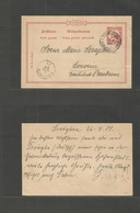 China. 1901 (26 Aug) German Kiatschou. Tsingtau - Lovaim, Belgium (5 Oct) 10 Pf Red Stat Card. Fine Used + Dest. - Otros & Sin Clasificación