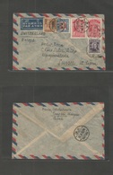 China - Xx. 1938 (14 Sept) Tientsin - Switzerland, St. Luzern. Air Multifkd Mixed Issues Envelope Incl. Ovptd, Bilingual - Other & Unclassified