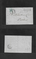 Czechoslovakia. C. 1851-2 (29 Aug) Prague - Germany, Cottbus (31 Aug) Via Goerlitz (30 Aug) Single 9 Kr Blue Fkd E, Tied - Other & Unclassified