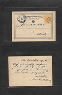 Czechoslovakia. 1874 (18 Aug) Muglitz - Olmutz (19 Aug) Early 2kr Yellow Stat Card, Cds. VF. - Andere & Zonder Classificatie