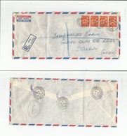 Dubai. 1963 (13 June) Trucial States. GPO - Sweden, Stockholm. Registered Air Multifkd Envelope. Transited Reverse. - Dubai