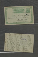 Ecuador. 1897 (29 Nov) Guayaquil - Guatemala (15 Dic) 3c Green / Greenisch Stat Card. Fine Used And Very Rare. Pacific A - Ecuador