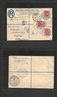 Egypt. 1927 (3 Aug) Tanta - Germany, Leipzig (9 Aug) 10m Red Registered Stat Env + 2 Adtls, Tied Cds. VF. - Other & Unclassified