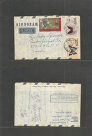 Ethiopia. 1967 (10 Oct) Addis Abeba - Sweden. Airletter Sheet Multifkd Includes Butterflies. Comercial Text Usage. Fine. - Ethiopie