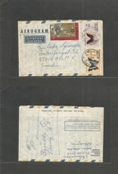 Ethiopia. 1967 (10 Oct) Addis Abeba - Sweden. Airletter Sheet Multifkd Includes Butterflies. Comercial Text Usage. Fine. - Ethiopia