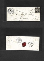 France. 1849 (9 March) Henrichemont - Sancerre. Small Envelope Fkd 1849 20c Black Full Margins, Tied Grill. XF. - Other & Unclassified