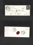 France. 1849 (9 March) Henrichemont - Sancerre. Small Envelope Fkd 1849 20c Black Full Margins, Tied Grill. XF. - Sonstige & Ohne Zuordnung