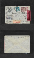 France - Xx. 1923 (6 Nov) Mulhouse - Austria, Wien (8 Nov) Express Airmail Multifkd Envelope With Two Diff Labels + Labe - Autres & Non Classés