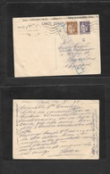 France-Stationery. 1938 (21 Jan) Paris - Spain, Barcelona. Peace & Commerce 55c Lila Stat Card + 45c Adtl, Rolling Cache - Other & Unclassified