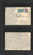 France - Stationary. 1938 (20 June) Villedien Du Clain - Italy, Lucca (21 June) 55c Violet Peace And Comerce Stat Card + - Other & Unclassified