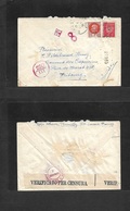 France - Xx. 1943 (7 July) Rumilly, Savoie - Switzerland, Fribourg. Fkd Petain (2 Diff Issues) Envelope Via Italy, Depar - Otros & Sin Clasificación