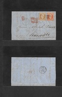 French Levant. 1862 (27 Aug) Constantinople - France, Marseille (3 Sept) EL Fkd France 10c + 40c, Tied "1896" Romboid +  - Autres & Non Classés