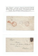 Frc - India. 1861 (5 Feb) Carried By The British Imperial Postal System. Pondichery - Karrical (6 Feb) Fkd Env + Red "TO - Autres & Non Classés